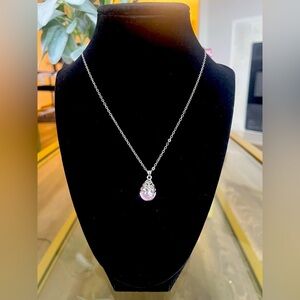 Elegant Silver Necklace with Pink Gemstone
